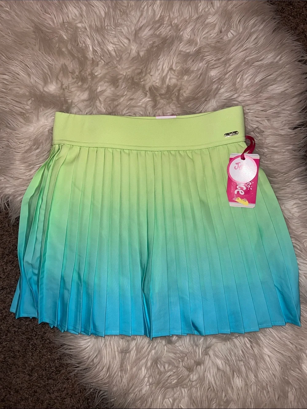 Justice Lime to Aqua Ombre Pleated Skirt